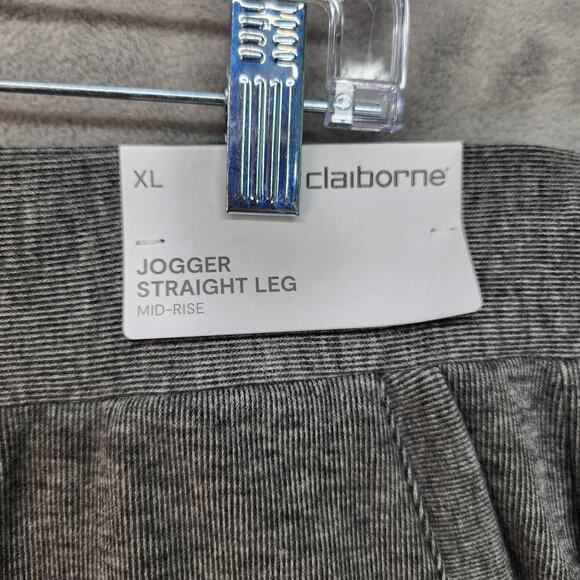NWT Liz Claiborne Jogger Straight Leg XLARGE Mid Rise Pant Gray Heather Yoga NEW - Picture 8 of 12